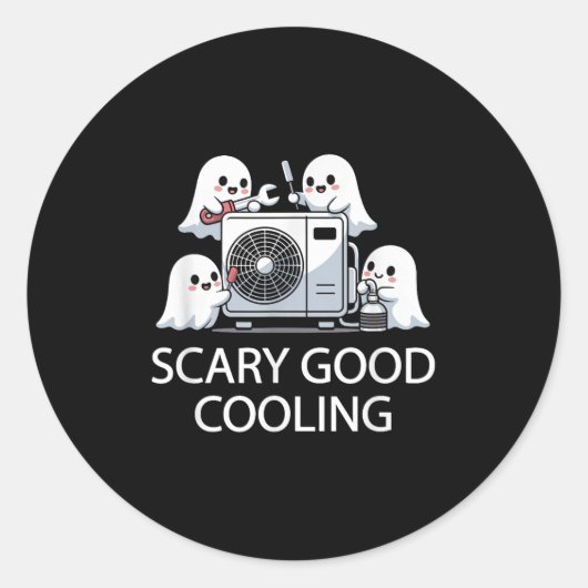 Sticker Rond Drôle Technicien Hvac Ghost Costume Halloween Soky (Devant)