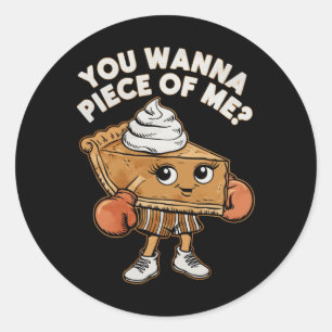 Sticker Rond Drôle Thanksgiving Boxe Citrouille Pie You Wanna P