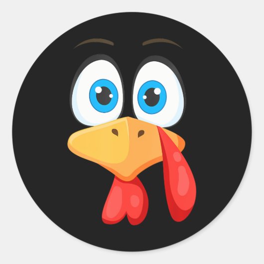 Sticker Rond Drôle Thanksgiving et Turquie face (Devant)