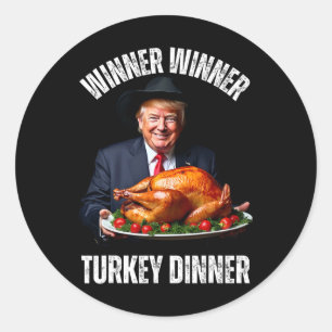 Sticker Rond Drôle Thanksgiving Famille Trump gagnant Turk