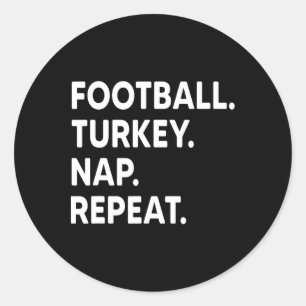 Sticker Rond Drôle Thanksgiving Football Saison Turquie Nap Rep