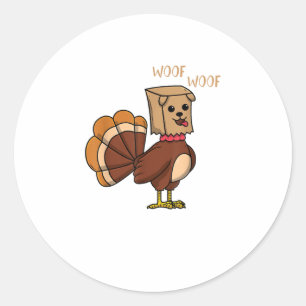 Sticker Rond Drôle Thanksgiving Turquie Chiens garçons filles f