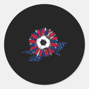 Sticker Rond Drôle Tournesol Et Boule De Football Avec Drapeau