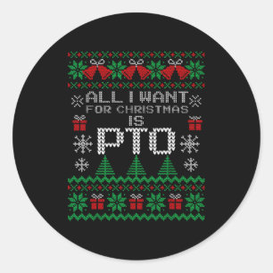 Sticker Rond Drôle Tout ce que je veux pour Noël est Pto Matchi