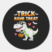 Sticker Rond Drôle Trick Rawr Traiter Dinosaur T Rex Halloween (Devant)