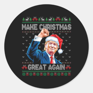 Sticker Rond Drôle Trump 2024 Rendre Noël super à nouveau laid