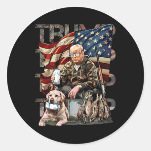 Sticker Rond Drôle Trump 45 47 Chasse Beer Ducks Us Drapeau Cam