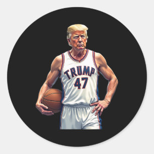 Sticker Rond Drôle Trump 47 Bysketll Joueur équipe Trump
