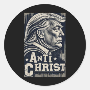 Sticker Rond Drôle Trump Anti Christ Jésus foi chrétienne Tee