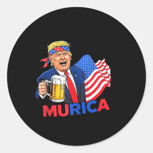 Sticker Rond Drôle Trump Boire de la bière Tee - shirts faire N