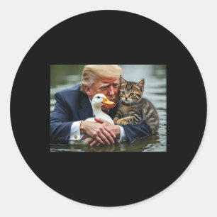 Sticker Rond Drôle Trump Chat Et Canard Mèmes Noël Halloween