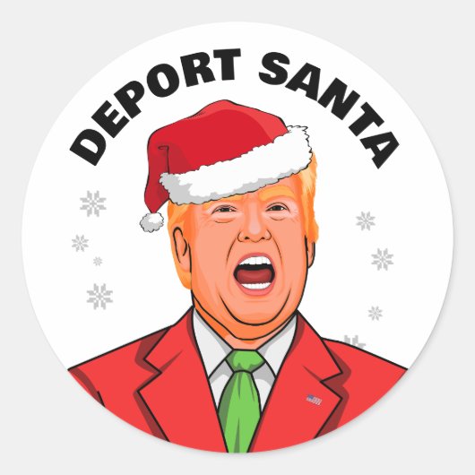 Sticker Rond Drôle Trump Christmas Deport Père Noël (Devant)