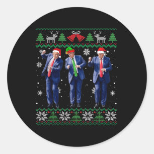 Sticker Rond Drôle Trump Dance Xmas Président 47 États-Unis Noë