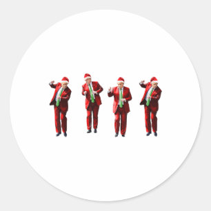 Sticker Rond Drôle Trump Danse Santa Claus Noël Noël Noël Noël 