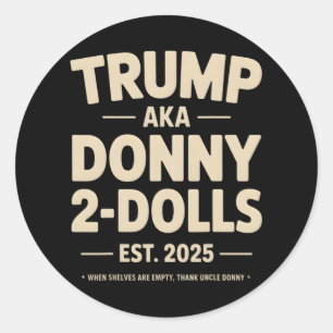 Sticker Rond Drôle Trump Donny Deux Poupées 2 Poupées À Noël T