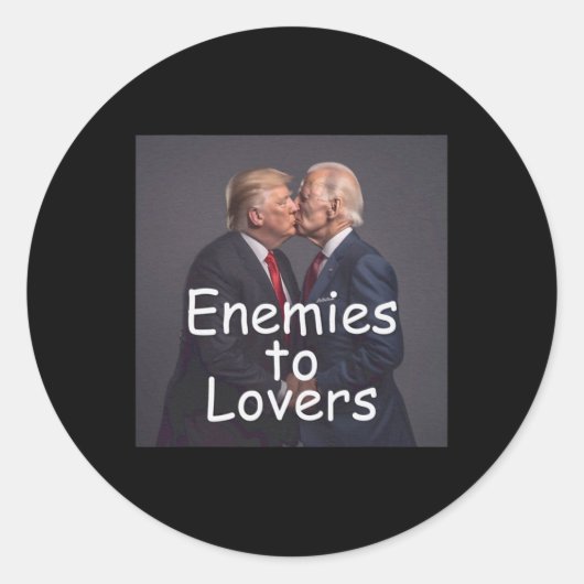 Sticker Rond Drôle Trump Et Biden S'Embrasser (Devant)