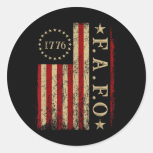 Sticker Rond Drôle Trump Fafo F autour de Découvrez Retro Us Dr