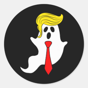 Sticker Rond Drôle Trump fantôme Trump cheveux Halloween Donald