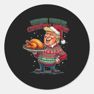 Sticker Rond Drôle Trump gagnant de l'Humour à Noël M