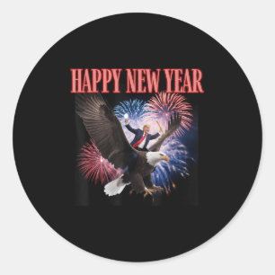 Sticker Rond Drôle Trump Joyeux Nouvel An 2025 Nous Avons Fait