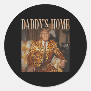 Sticker Rond Drôle Trump Leopard Daddys Home, Trump 2024