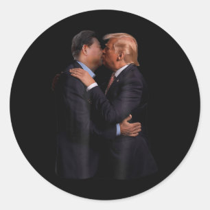 Sticker Rond Drôle Trump Président Américain Et Président Chino