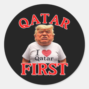 Sticker Rond Drôle Trump Qatar Premier Jet Du Qater