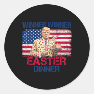 Sticker Rond Drôle Trump vainqueur Dîner de Pâques Jour de Pâqu
