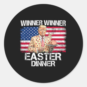 Sticker Rond Drôle Trump vainqueur Dîner de Pâques Jour de Pâqu