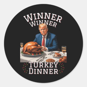 Sticker Rond Drôle Trump Winner Dîner Turquie Thanksgivi