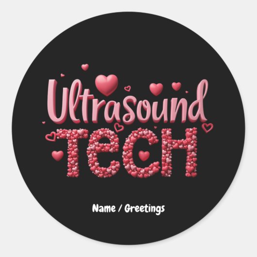 Sticker Rond Drôle Ultrasound Tech Valentine's Day Ideas (Devant)