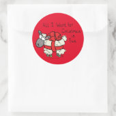Sticker Rond Drôle Vacances Mignonne Mouton de Noël Carton (Sac)