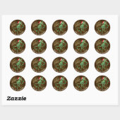 Sticker Rond Drôle Velociraptor de Noël Dinosaur Texte personna (Feuille)