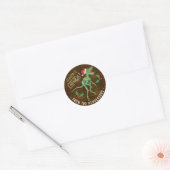 Sticker Rond Drôle Velociraptor de Noël Dinosaur Texte personna (Enveloppe)
