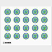 Sticker Rond Drôle vert vif lézard d'iguane (Feuille)