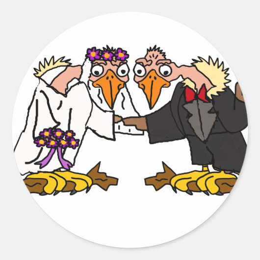 Sticker Rond Drôle Vieux Buzzard Mariage dessin animé (Devant)
