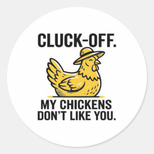 Sticker Rond Drôle Vintage Cluk Off Amateur de Poulet Minimalis