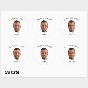 Sticker Rond Drôle Visage Joyeux Anniversaire Boire Boisson Pho