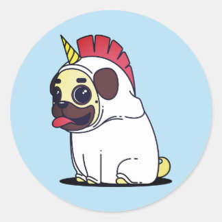 Sticker Rond Drôle Wanna Be Unicorn Carlin Halloween Costume Ch