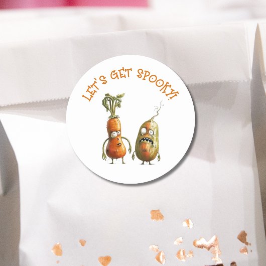 Sticker Rond Drôle zombie légumes Halloween