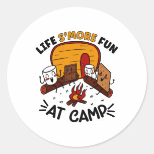 Sticker Rond Drôles de S'mores Camping Feu de camp Guimauve Vie