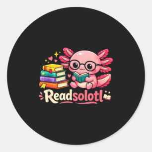 Sticker Rond Drôles lectures mignonnes de l'axolotl livres amat
