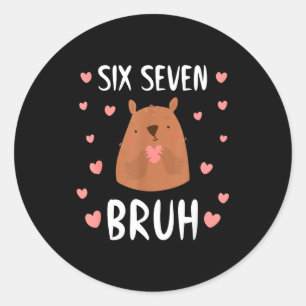 Sticker Rond Drôles Six Sept Bruh 67 Garçons Marmotte Enfants