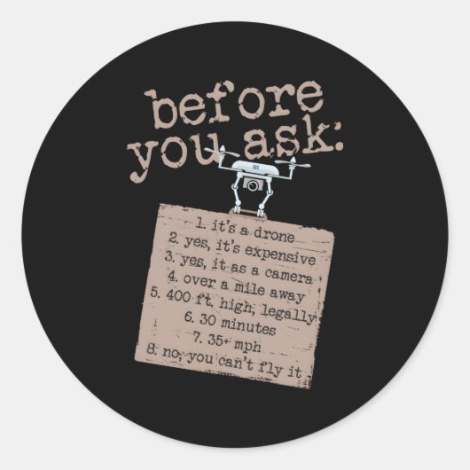 Sticker Rond Drone Pour Papa Friend Pilote Vol (Devant)