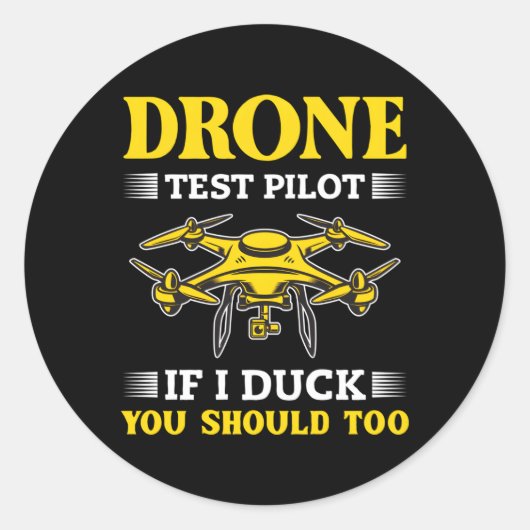 Sticker Rond Drones pilotes de test de drones Quadcopter (Devant)