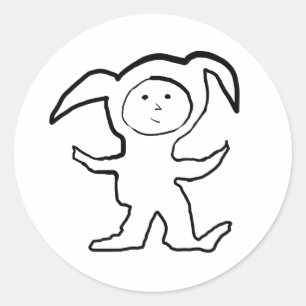 Sticker Rond Droopy Ear Bunny Jammie Kid