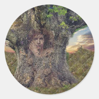 Sticker Rond Druide Dans Les Arbres