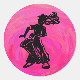 Sticker Rond Drum Boogie Nights New York Hot Pink