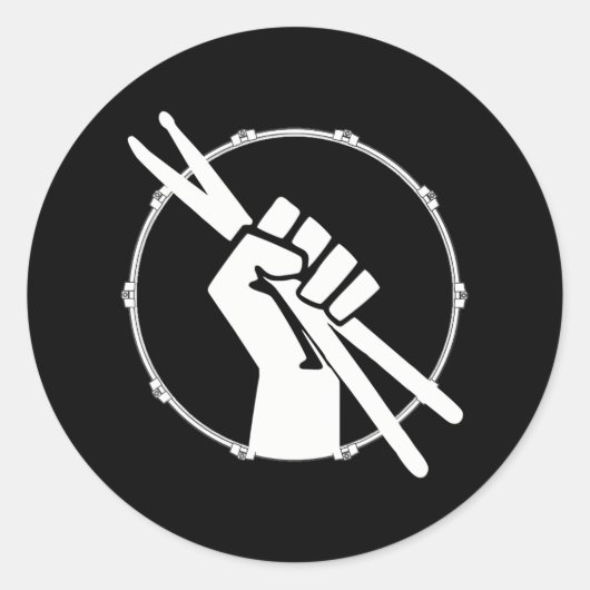 Sticker Rond Drummer musicien qui aime la batterie (Devant)