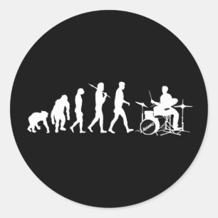 Sticker Rond Drummer Rock Music et Drummer Jazz Dubstep